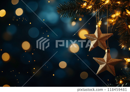 Background with shining star-shaped ornaments Background with shining star-shaped ornaments 118459481