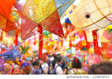 a paper lantern, store at tai kiu market, hk Aug 31 2024 118459527