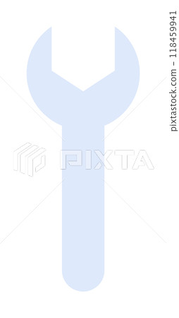 Blue wrench tool in a minimalist style on a white background. Ideal for mechanical, repair, maintenance, tools, and engineering themes. 118459941