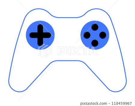 Gaming controller with blue directional pad and button array. Ideal for gaming, technology, control, UI, entertainment. Gaming controller with blue directional pad and button array. Ideal for gaming, technology, control, UI, entertainment. 118459967