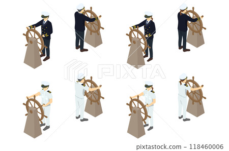 等距插圖:掌舵的水手 等距插圖:掌舵的水手 118460006
