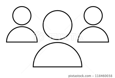 Three simple line-drawn figures symbolize teamwork, collaboration, and community. Ideal for business, communication, social networks, human resources, and organizational culture. Clean modern design. Three simple line-drawn figures symbolize teamwork, collaboration, and community. Ideal for business, communication, social networks, human resources, and organizational culture. Clean modern design. 118460038