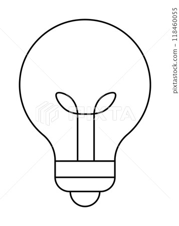 Simple outline of a light bulb. Ideal for innovation, ideas, creativity, inspiration, technology. Minimalist and clean style. Simple outline of a light bulb. Ideal for innovation, ideas, creativity, inspiration, technology. Minimalist and clean style. 118460055
