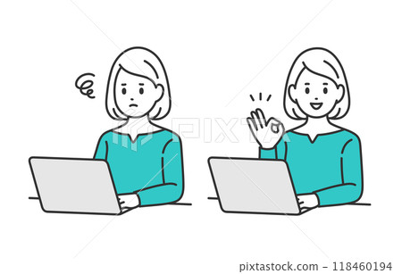 一群年輕女性看著電腦,憂心忡忡,假扮OK標誌【人物向量圖素材】 一群年輕女性看著電腦,憂心忡忡,假扮OK標誌【人物向量圖素材】 118460194