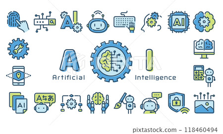 AI artificial intelligence colorful icon set (full HD 16:9 size) 118460494