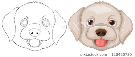 Cute Dog Illustration and Outline Cute Dog Illustration and Outline 118460720