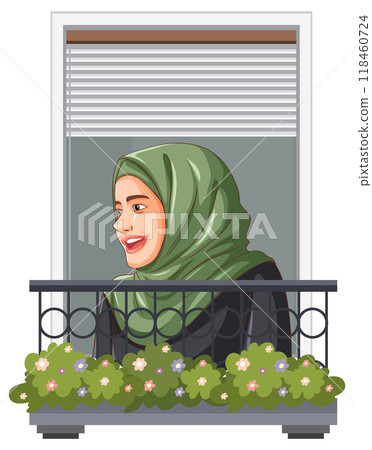 Woman Smiling on Balcony 118460724