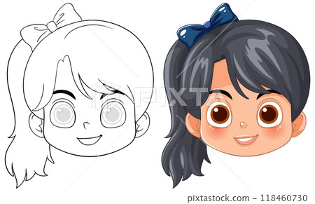 Cute Girl with Bow Illustration 118460730
