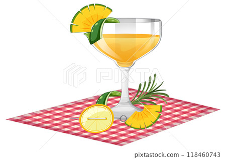Tropical Cocktail on Checkered Cloth 118460743