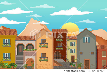 Charming Mediterranean Village Scene Charming Mediterranean Village Scene 118460765