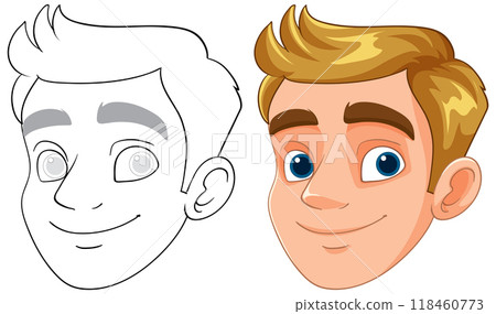 Smiling Cartoon Man's Face Illustration Smiling Cartoon Man's Face Illustration 118460773