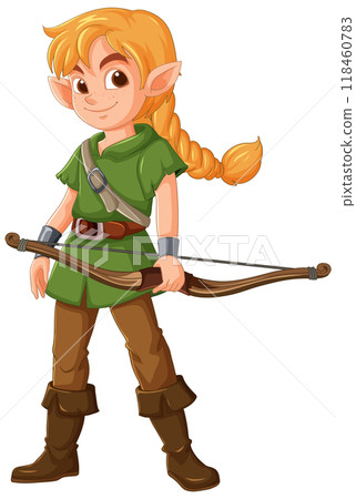 Elf Archer with Bow and Arrow 118460783