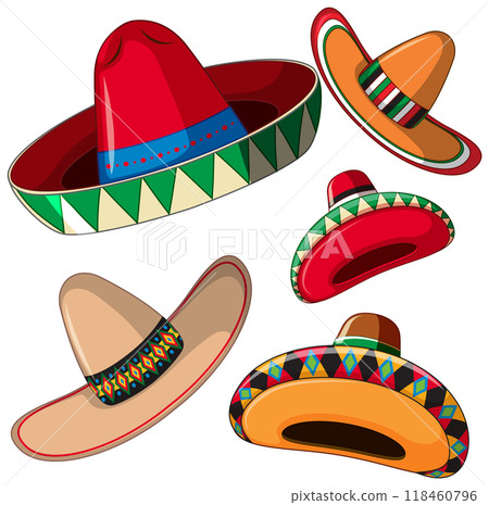Colorful Mexican Sombrero Collection Colorful Mexican Sombrero Collection 118460796