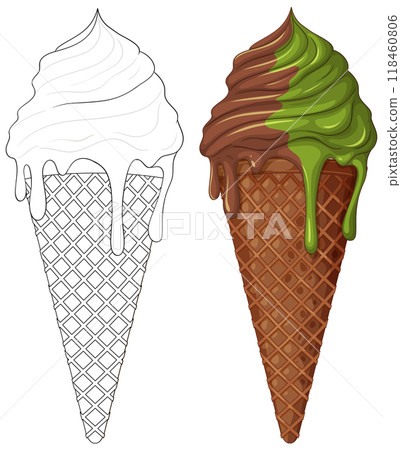 Sweet Ice Cream Cones Illustration Sweet Ice Cream Cones Illustration 118460806