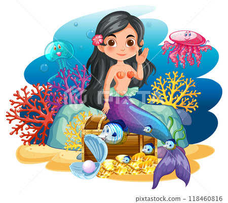Mermaid and Underwater Treasure Mermaid and Underwater Treasure 118460816
