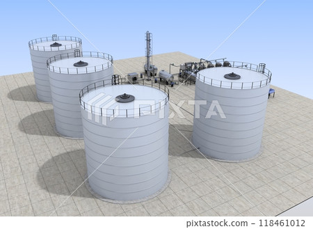 oil refinery, chemical production, waste processing plant, exterior visualization, 3D illustration, cg 118461012