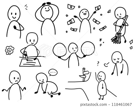 A set of loose illustrations of various people 118461067