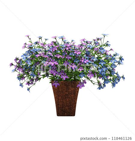 decorative flower in a pot isolate on a transparent background, 3D illustration, cg render 118461126
