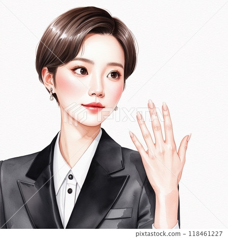 穿著黑色西裝、伸出雙手的女人 118461227