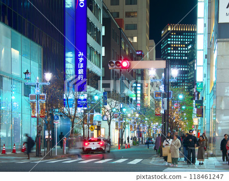 Ginza evening view - Bustling Namiki Street at night (November 2023) 118461247