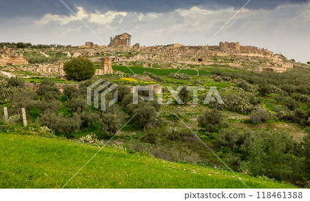 General views of ancient city Dougga in Tunisia. Best-preserved Roman town in North Africa 118461388