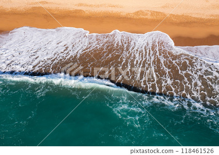 Drone view of the foamy sea waves 118461526