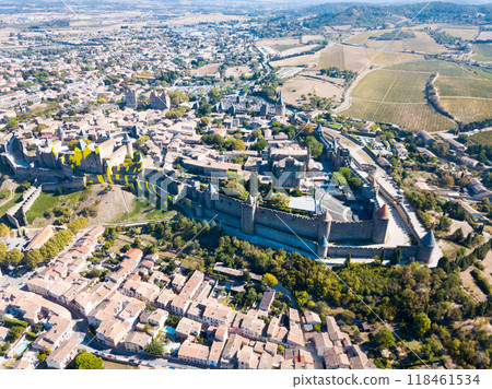 Aerial view of Carcassonne with fortress 118461534