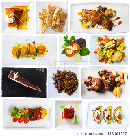 Set of various tasty meals isolated on a white background 118461537