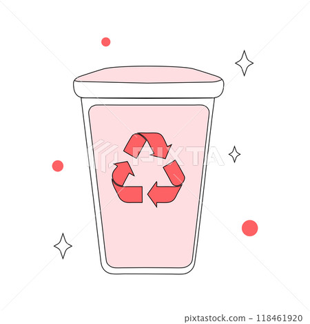 A minimal vector image of a recycling bin with a red recycling symbol, ideal for eco-friendly, waste management, and sustainability themes... A minimal vector image of a recycling bin with a red recycling symbol, ideal for eco-friendly, waste management, and sustainability themes... 118461920
