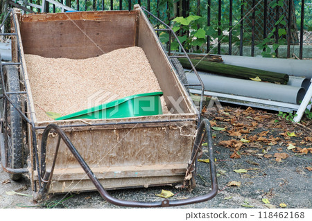 An old cart loaded with livestock feed An old cart loaded with livestock feed 118462168