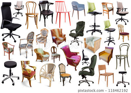 Isolated different set of armchairs on white background Isolated different set of armchairs on white background 118462192
