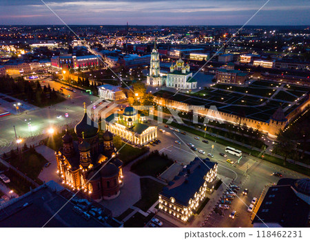 Night aerial view of Tula overlooking Kremlin and Assumption Cathedral 118462231