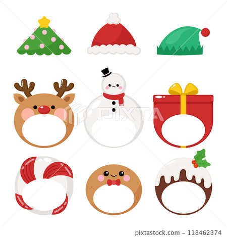 Cute Christmas photo props collection clip art 118462374