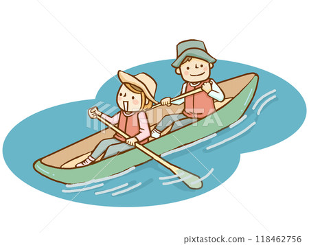 Illustration of a couple on a boat Illustration of a couple on a boat 118462756