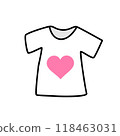 Shirt with pink heart isolated on white background, vector 118463031