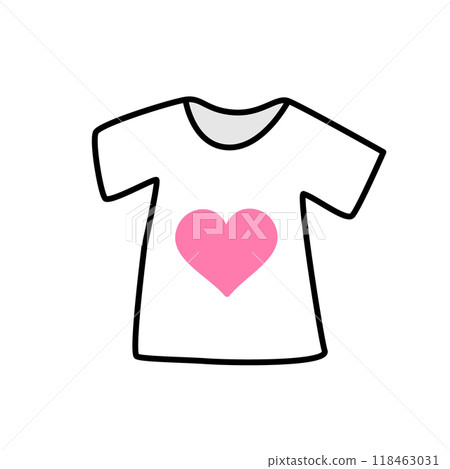 Shirt with pink heart isolated on white background, vector 118463031