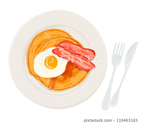 盤子上煎餅的插圖 盤子上煎餅的插圖 118463183