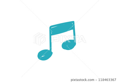 Simple handwritten icon musical note color 118463367