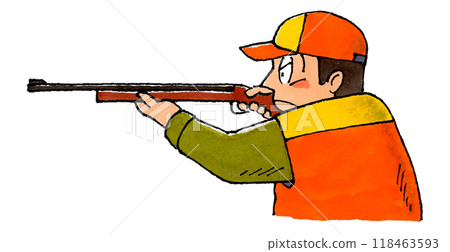 Hunter holding a rifle 118463593