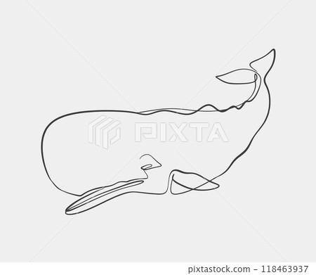 Minimalist one-line drawing of a whale 118463937