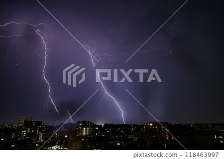 Lightning in the night view: Night, Lightning, Thunder, Lightning Strike, Sky, Clouds, Landscape, Light, Apartment, Public Housing Lightning in the night view: Night, Lightning, Thunder, Lightning Strike, Sky, Clouds, Landscape, Light, Apartment, Public Housing 118463997