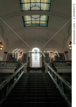 Nagoya City Municipal Archives: Stained glass and central staircase Nagoya City Municipal Archives: Stained glass and central staircase 118464072