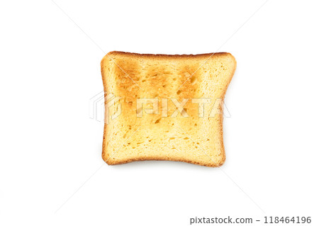 Single toast isolated on white background. Top view. Single toast isolated on white background. Top view. 118464196