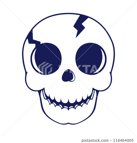 Coloring books with cute funny skull. Illustration for happy Halloween. Outline Coloring Page. Holidays cartoon character. Hand drawn line art style 118464805