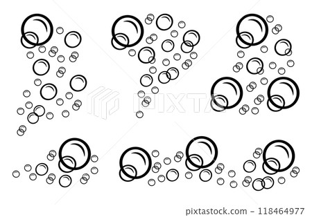 Set of linear soap bubbles. Vector doodle illustration of foam of different shapes. Fizzy balls for design Set of linear soap bubbles. Vector doodle illustration of foam of different shapes. Fizzy balls for design 118464977