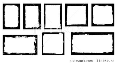 Rectangular grunge frame. Square window with uneven scratched borders. Retro style vignette Rectangular grunge frame. Square window with uneven scratched borders. Retro style vignette 118464978