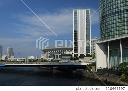 Yokohama Minato Mirai cityscape with tall business buildings and facilities 118465197