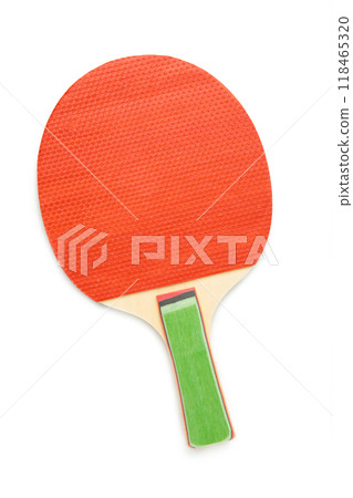 Ping pong paddle isolated on white. Table tennis racket. 118465320