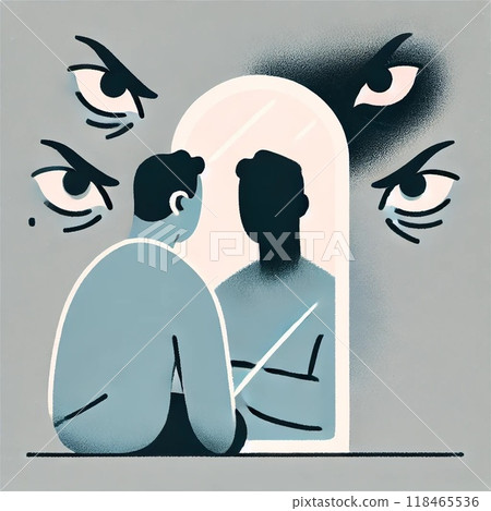 The theme is "low self-esteem," and it visualizes self-hatred and harsh criticism of oneself. The theme is "low self-esteem," and it visualizes self-hatred and harsh criticism of oneself. 118465536