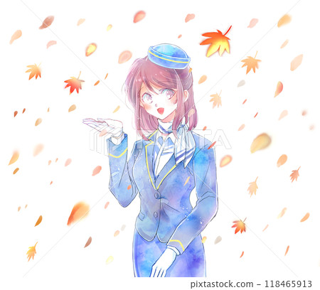 Guiding bus guide Autumn leaves Guiding bus guide Autumn leaves 118465913